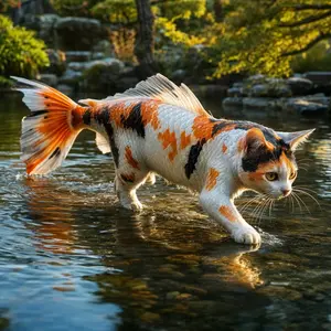 Cat + Koi fish